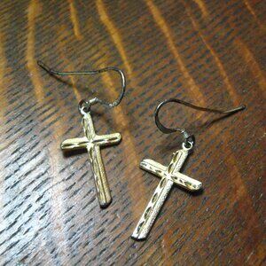 Sterling Silver Vintage Cross Crucifix Earrings